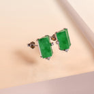 Unique Design Genuine Burmese Jade Stud Earrings, Imperial Green Jade