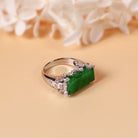 18k White Gold Diamond Jade Ring