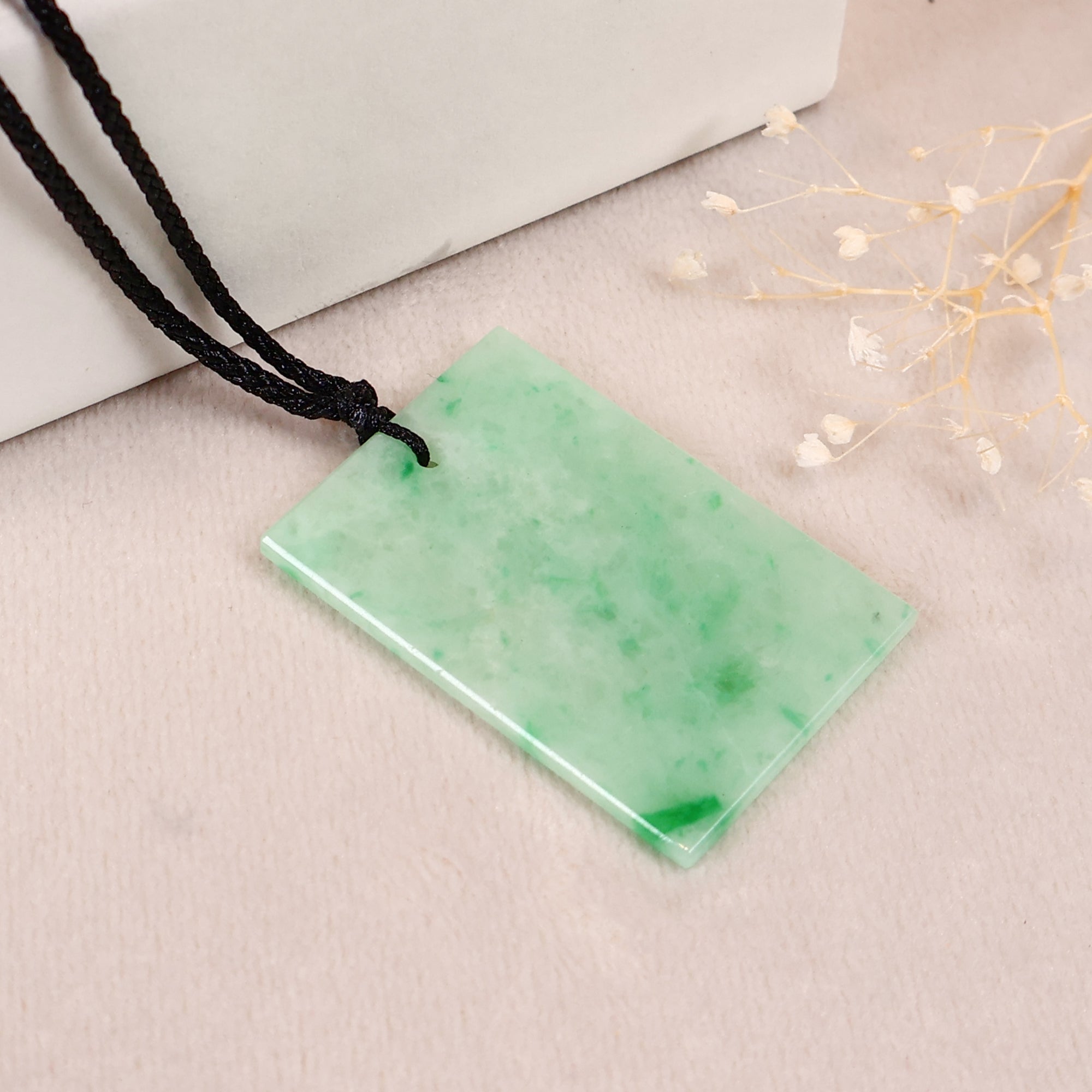 Gransky's Products Natural Myanmar Rectangular Jade Pendant Necklace