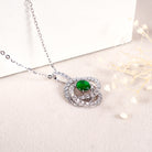 18k White Gold Diamonds Pendant, Natural Jade Necklace