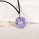 Gransky 18K White Gold Real Diamond Natural Icy Lavender purple Donut Jade Pendant