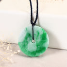 Natural Green Disc Jade Pendant Necklace