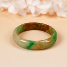 Two Tone Burmese Jade Bangle | Untreated Jade Bracelet | Green and Brown Oval Jade Bangle