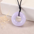 Gransky Jadeite Jewelry Gift A-Grade Natural Purple Jade Donut Necklace Gemstone Men Women Jewelry