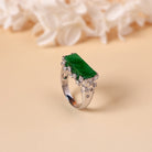 18k White Gold Diamond Jade Ring