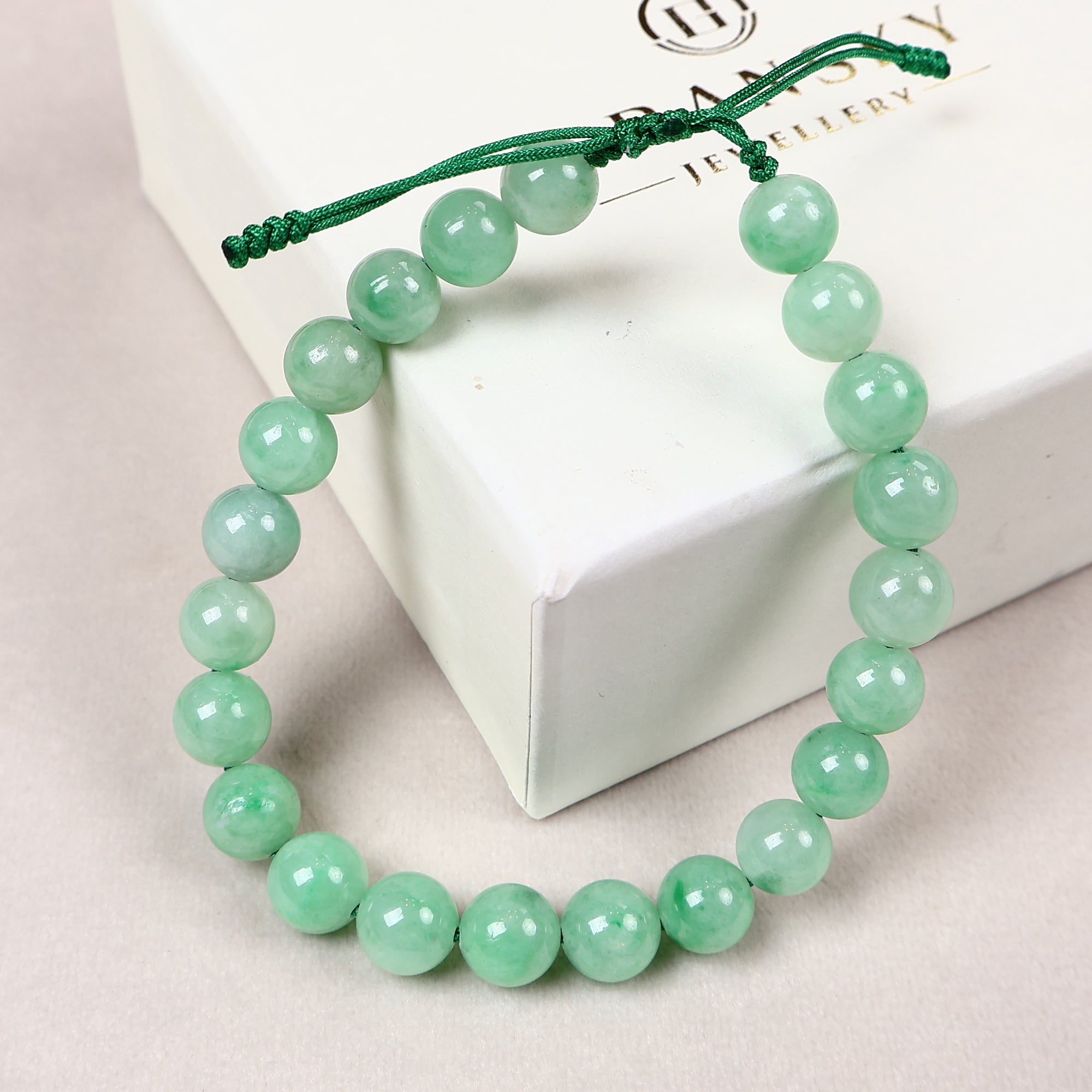 Bright Green Bead Jade Bracelet, Natural Type A Burmese Jade Bracelet for Men/Women