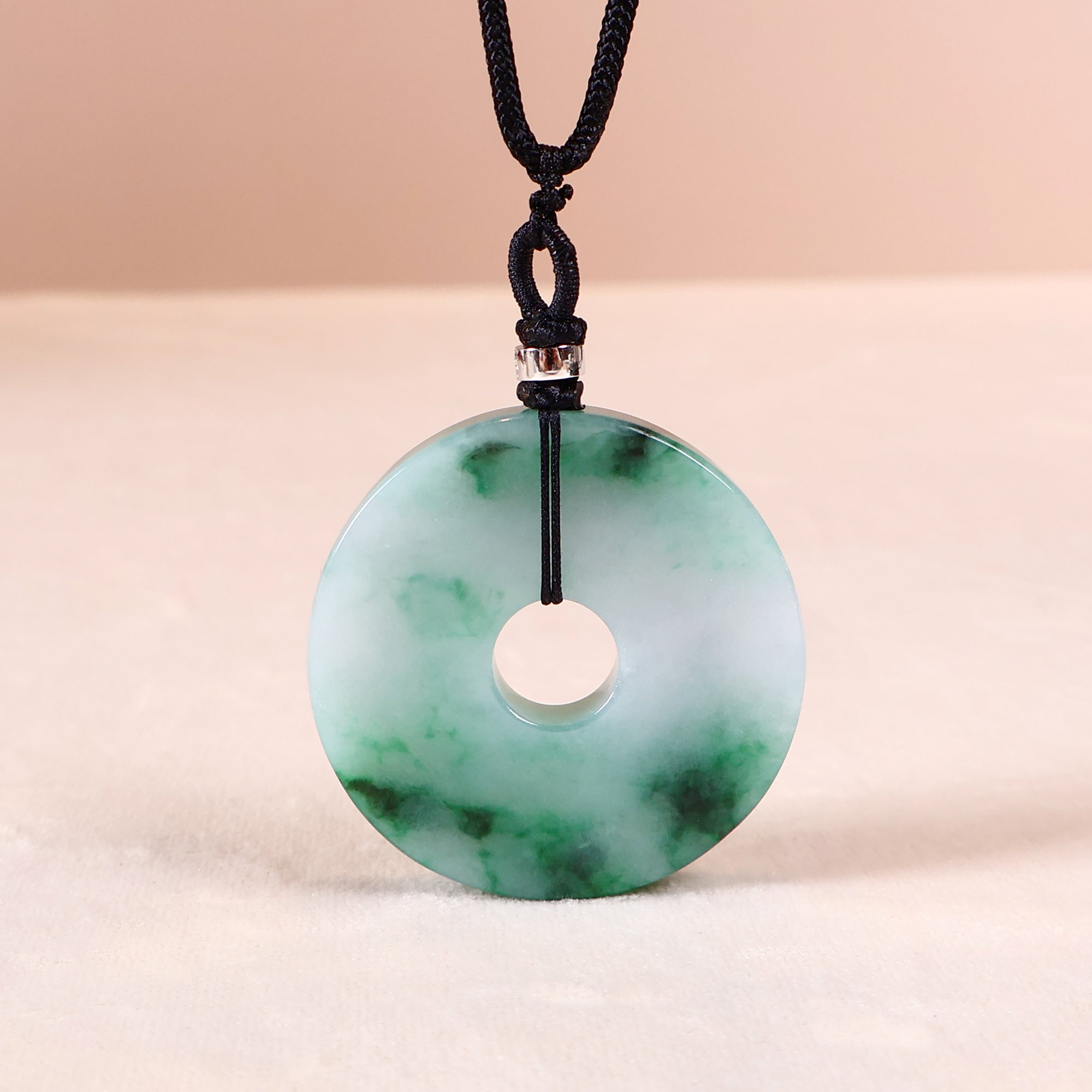 Big Jade Disc Pendant Necklace