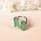 Semi-open jade ring with two jade stones