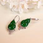 18k White Gold Exquisite High Quality Grade A Jade Drop Earring, Natural Jade and Diamond