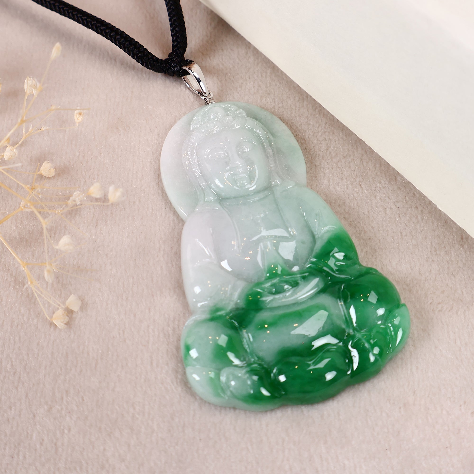 GuanYin (Kwan yin) Jadeite Jade Pendant Necklace