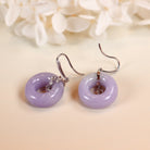 Exquisite High Quality Grade A Purple Jade Drop Earring, Natural Jade and Diamond Earring