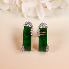 18k White Gold Genuine Burmese Jade Stud Earrings