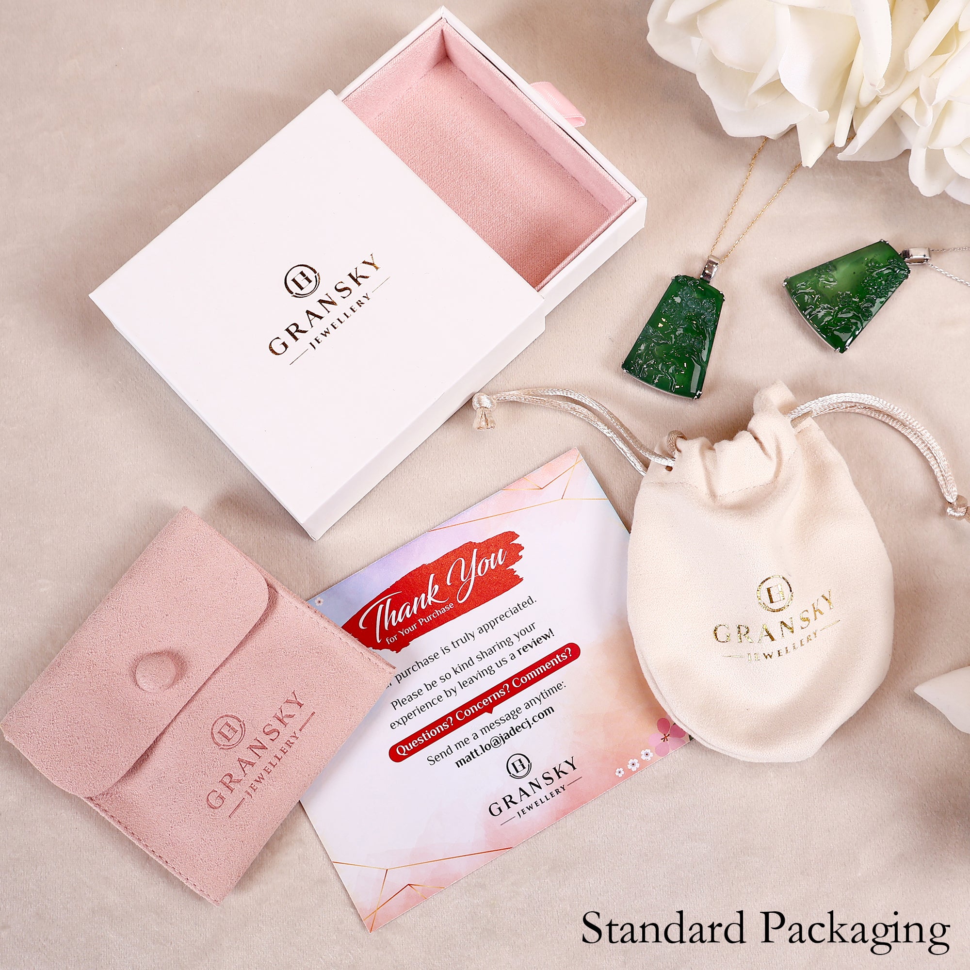 Packaging Box Of Carving Sika Deer and Plum Flower Jade Pendant Necklace