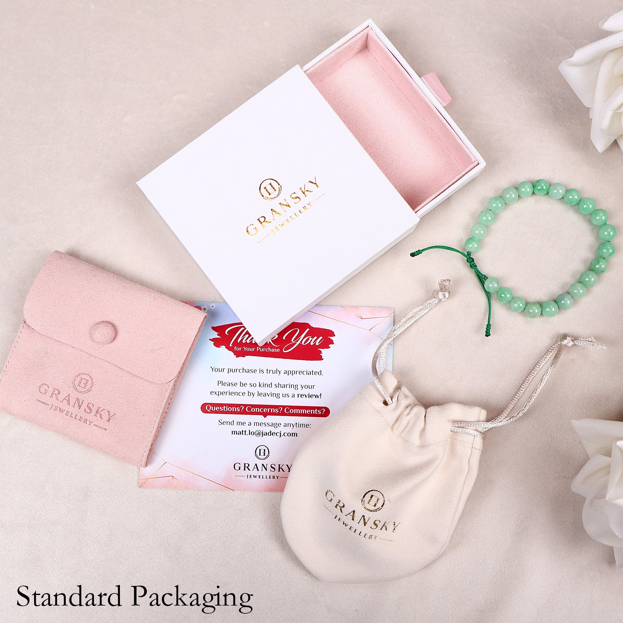 Bright Green Bead Jade Bracelet Packaging