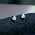 Gransky 18K White Gold & Bezel Set Round Cut Diamond Stud Earrings