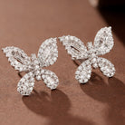 Gransky 18K White Gold Natural Diamond Butterfly Stud Earrings Gifts for Women