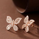 Gransky 18K Rose Gold Natural Diamond Butterfly Stud Earrings Gifts for Women