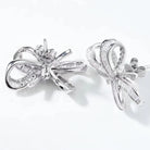 Gransky 18K White Gold and Natural Diamond Bow Stud Earrings For Women