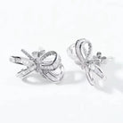 Gransky 18K White Gold and Natural Diamond Bow Stud Earrings For Women