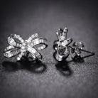 Gransky 18K White Gold and Natural Diamond Bow Stud Earrings For Women