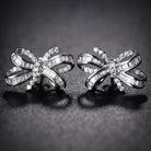 Gransky 18K White Gold and Natural Diamond Bow Stud Earrings For Women