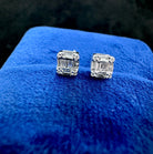 Gransky 18K White Gold Square Natural Diamond Stud Earrings