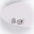 Gransky 18k White Gold Genuine Square Diamond Stud Earrings