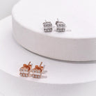 Gransky 18k White/Rose Gold Genuine Square Diamond Stud Earrings