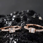 Gransky 18K Rose Gold Diamond Hoop Earrings Dainty Minimalist Fashion Jewelry for Women