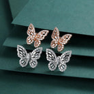 18k Gold Butterfly Earrings | Dainty 18k White Gold Diamond