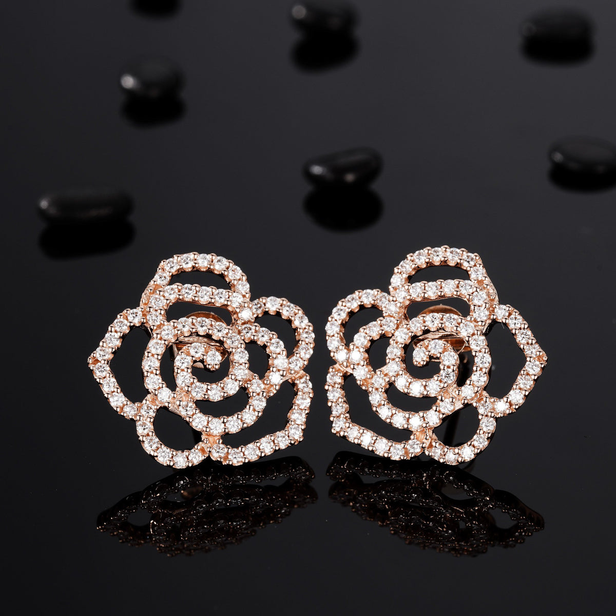 Gransky 18K Rose Gold Rose Stud Earrings