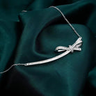 Gransky 18k White Gold Bowtie Diamond Necklace