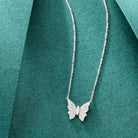 18k White Gold Butterfly Shape Diamond Charm | Real Diamond Necklace Jewelry