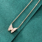 18k Rose Gold Butterfly Shape Diamond Charm | Real Diamond Necklace Jewelry