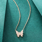 18k Rose Gold Butterfly Shape Diamond Charm | Real Diamond Necklace Jewelry