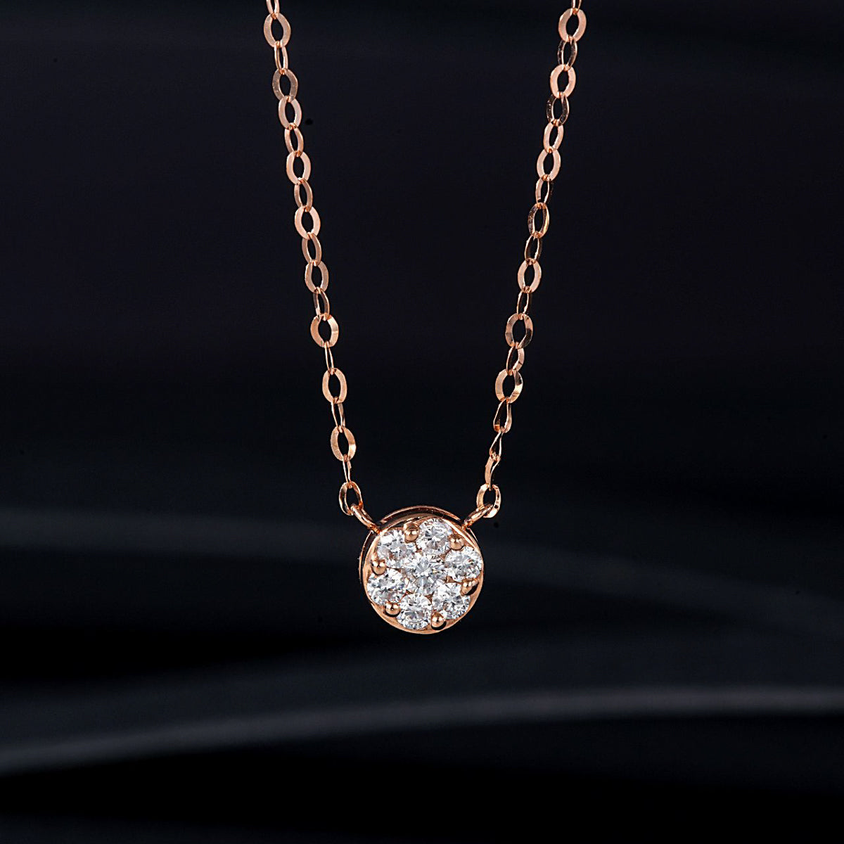 Gransky 18K Rose Gold Circular Design Womens Necklace With Diamonds