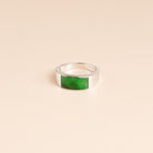 Gransky 18K White Gold A-Grade Natural Vivid Green Jadeite Ring