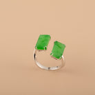 GRANSKY X KATHERINE 18K White Gold Natural Green Jade Bypass Jade Ring