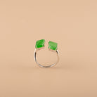 GRANSKY X KATHERINE 18K White Gold Natural Green Jade Bypass Jade Ring