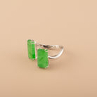 GRANSKY X KATHERINE 18K White Gold Natural Green Jade Bypass Jade Ring