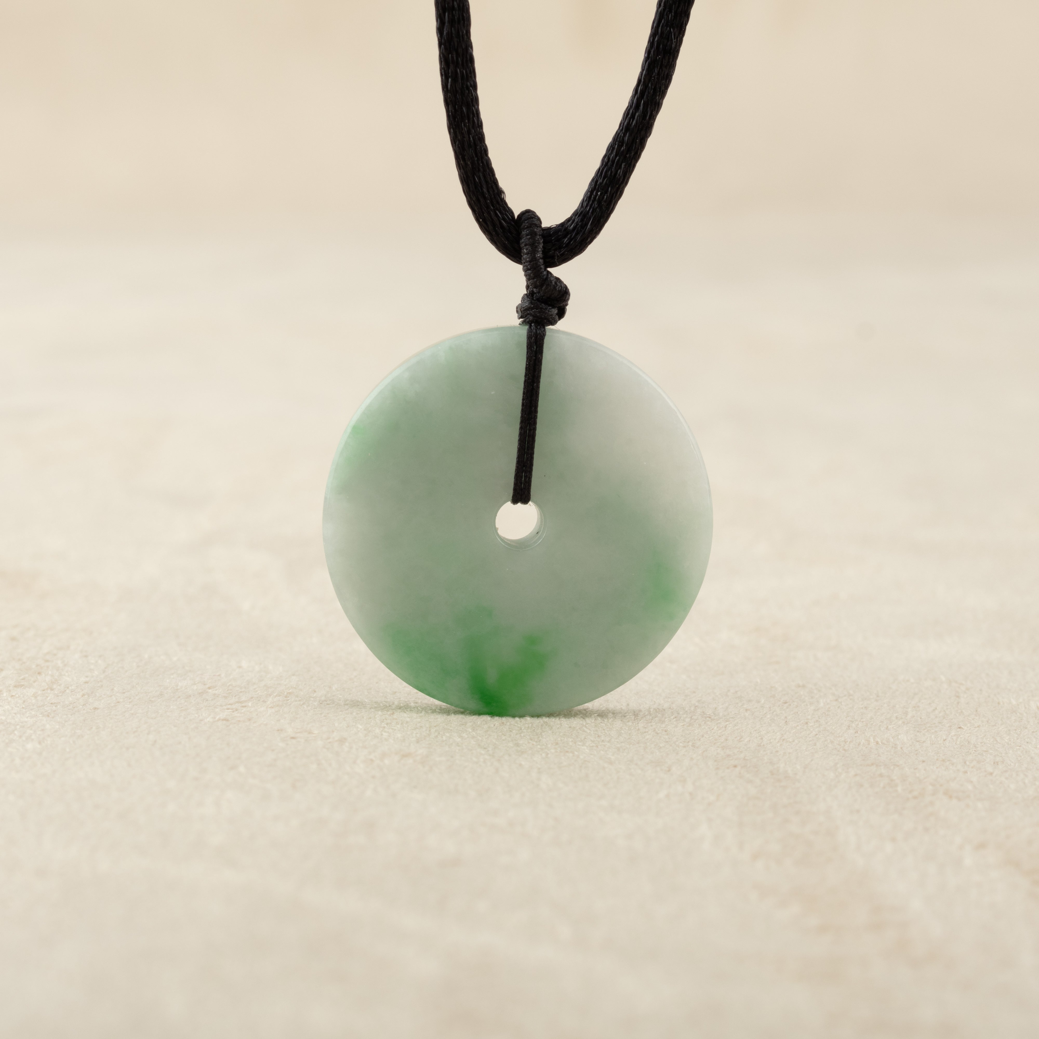 Gransky Men's Peace Jade Disc Pendant Necklace