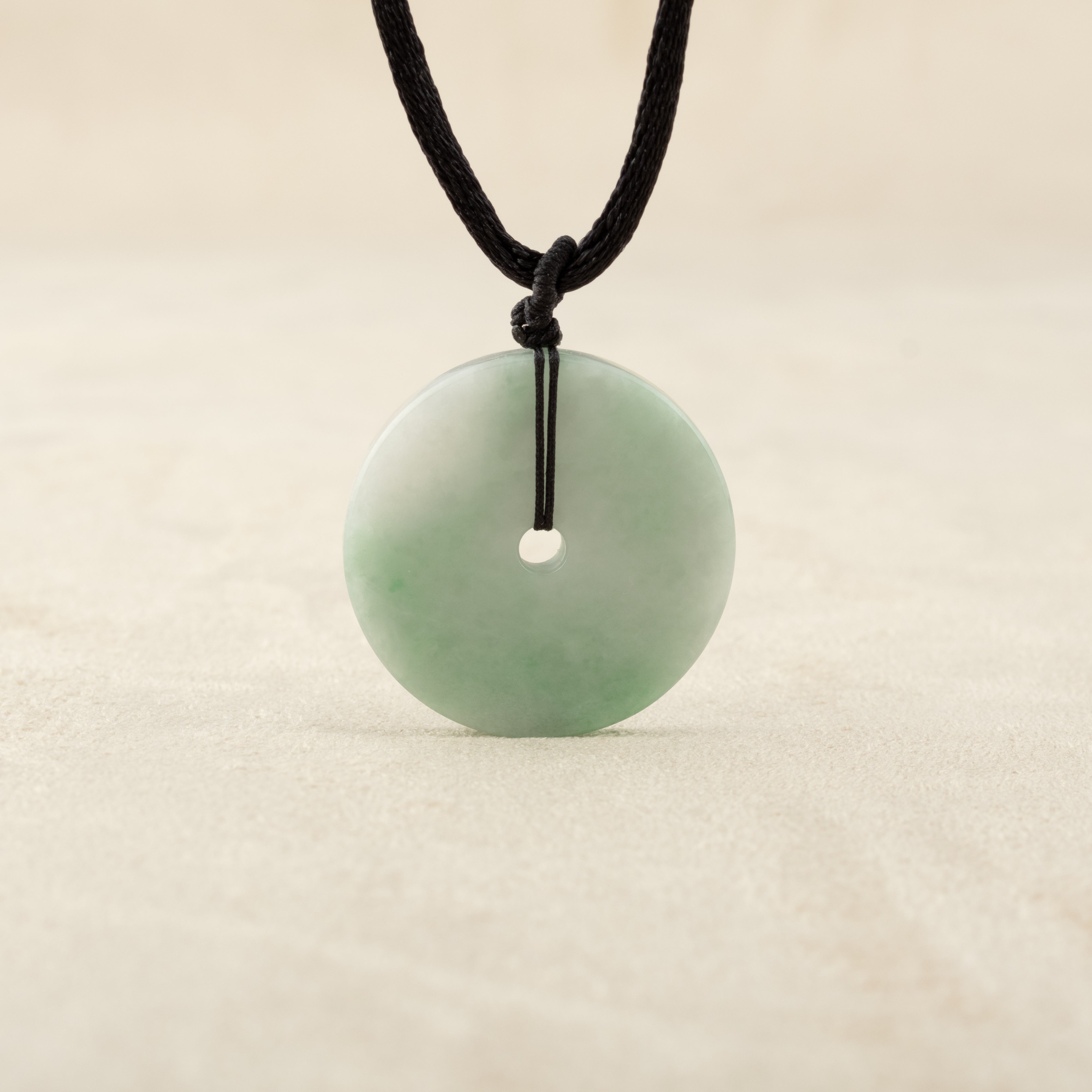 Gransky Men's Peace Jade Disc Pendant Necklace