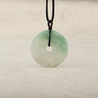 Gransky Ocean Green Round Burmese Jade Pendant Amulet 40mm