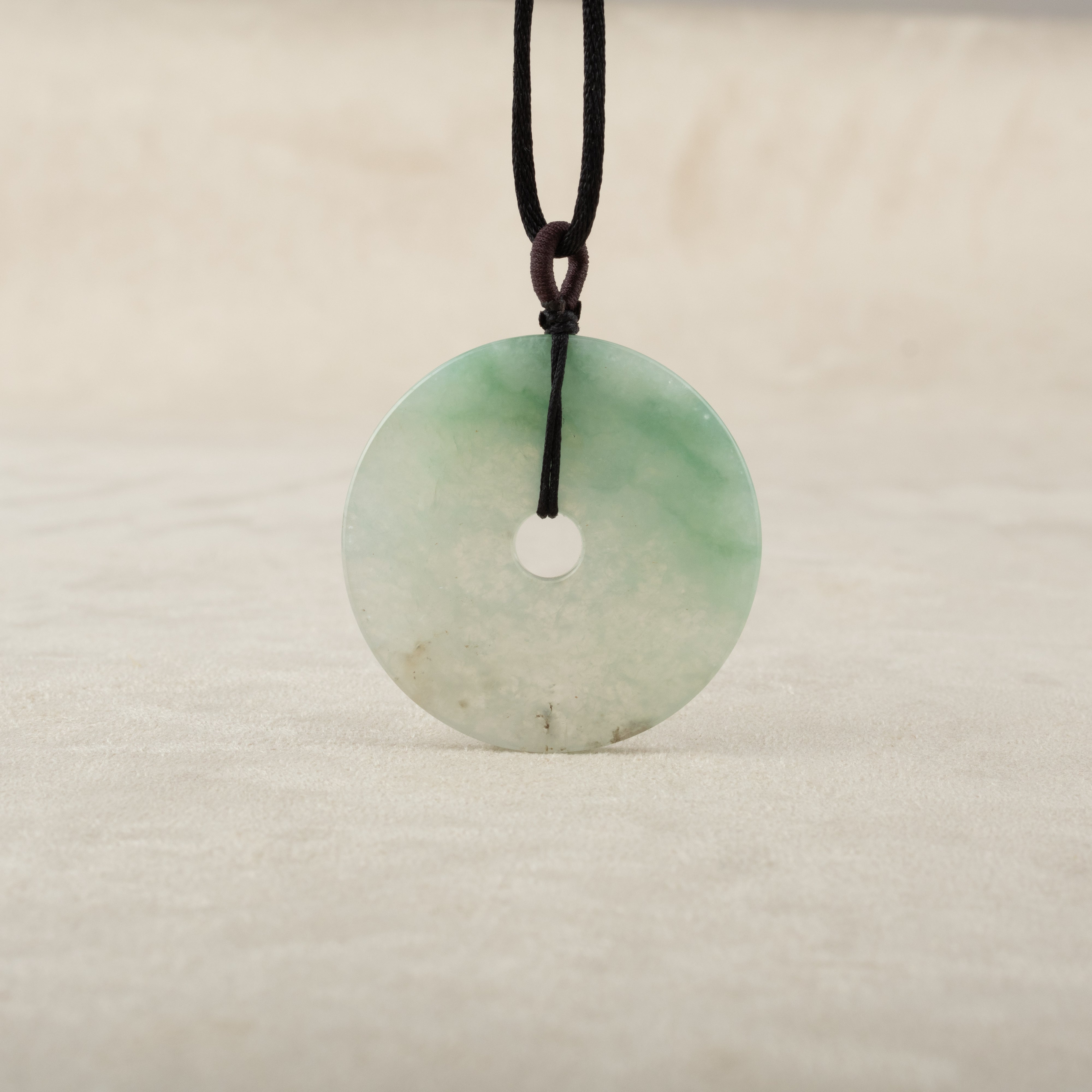 Gransky Ocean Green Round Burmese Jade Pendant Amulet 40mm