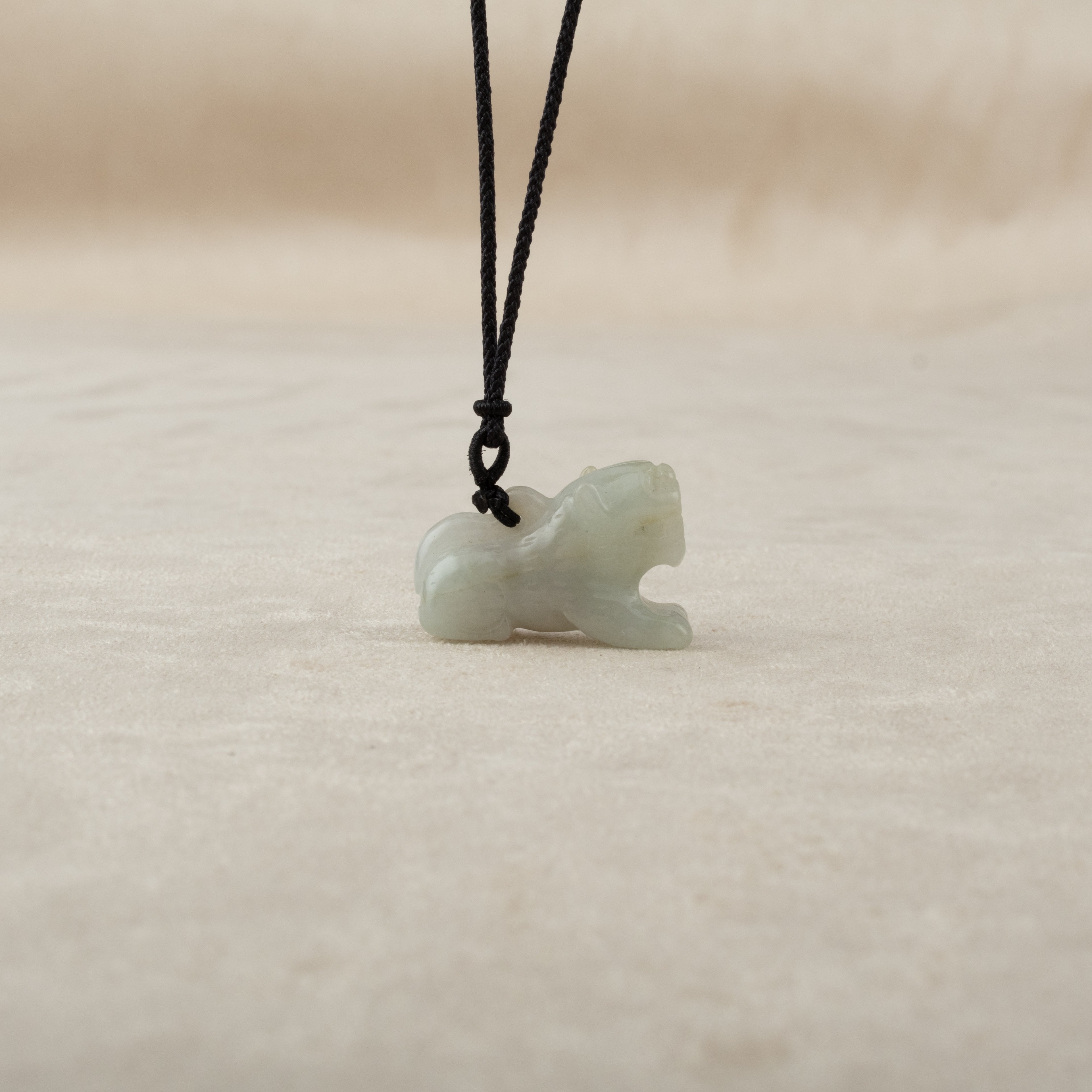 Lilac Burmese Jade Hand-carved Kirin Shape Jade Pendant Necklace