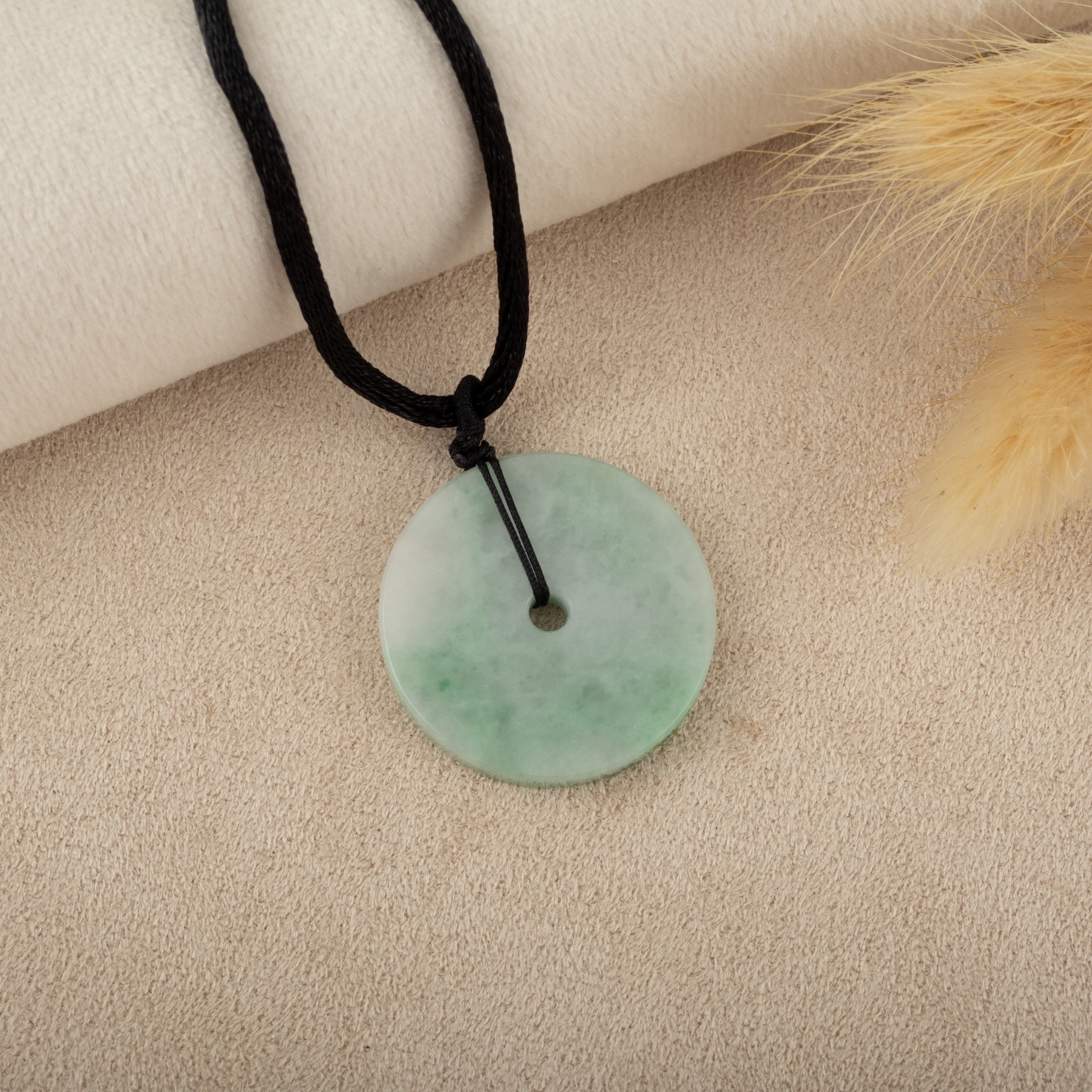 Gransky Men's Peace Jade Disc Pendant Necklace