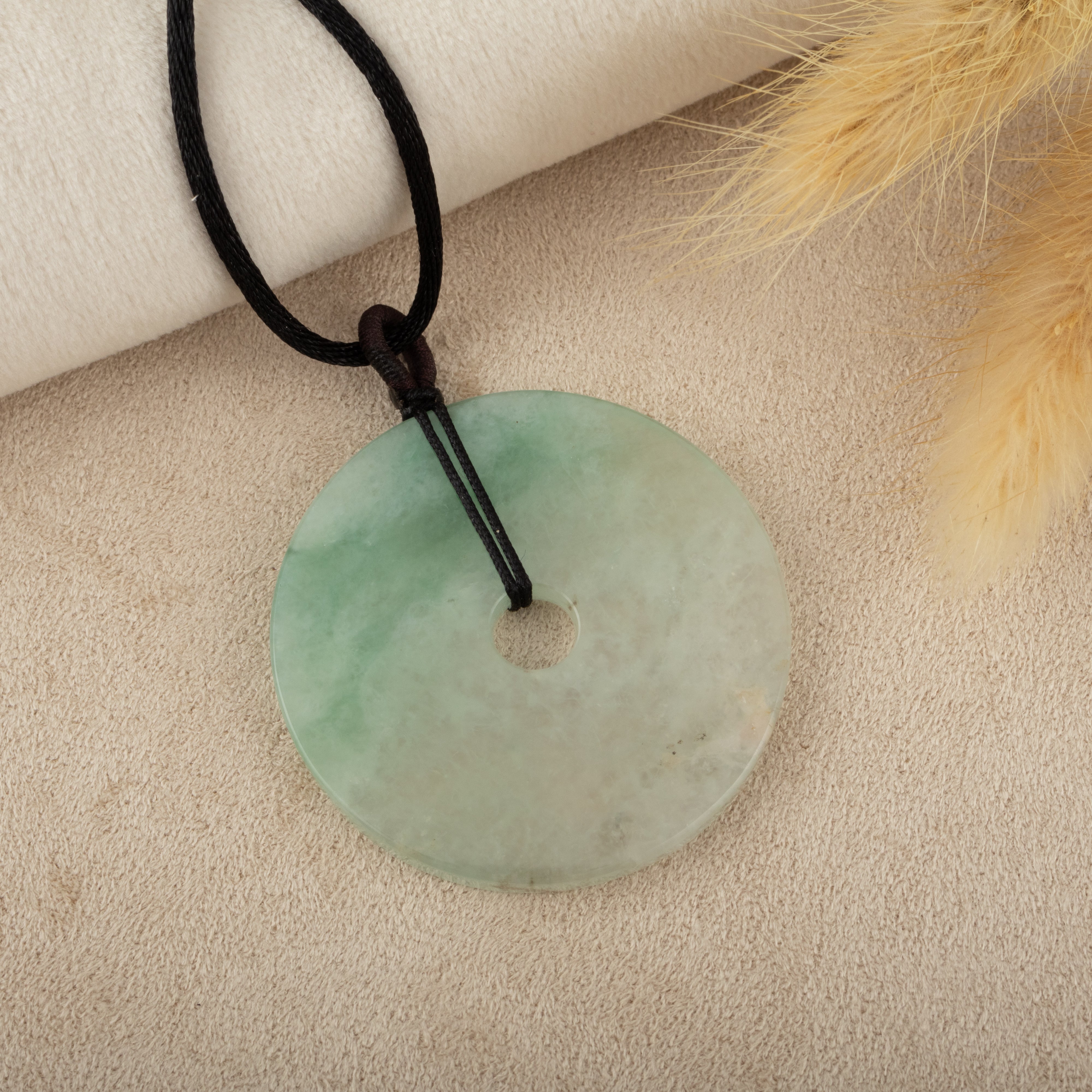 Gransky Ocean Green Round Burmese Jade Pendant Amulet 40mm