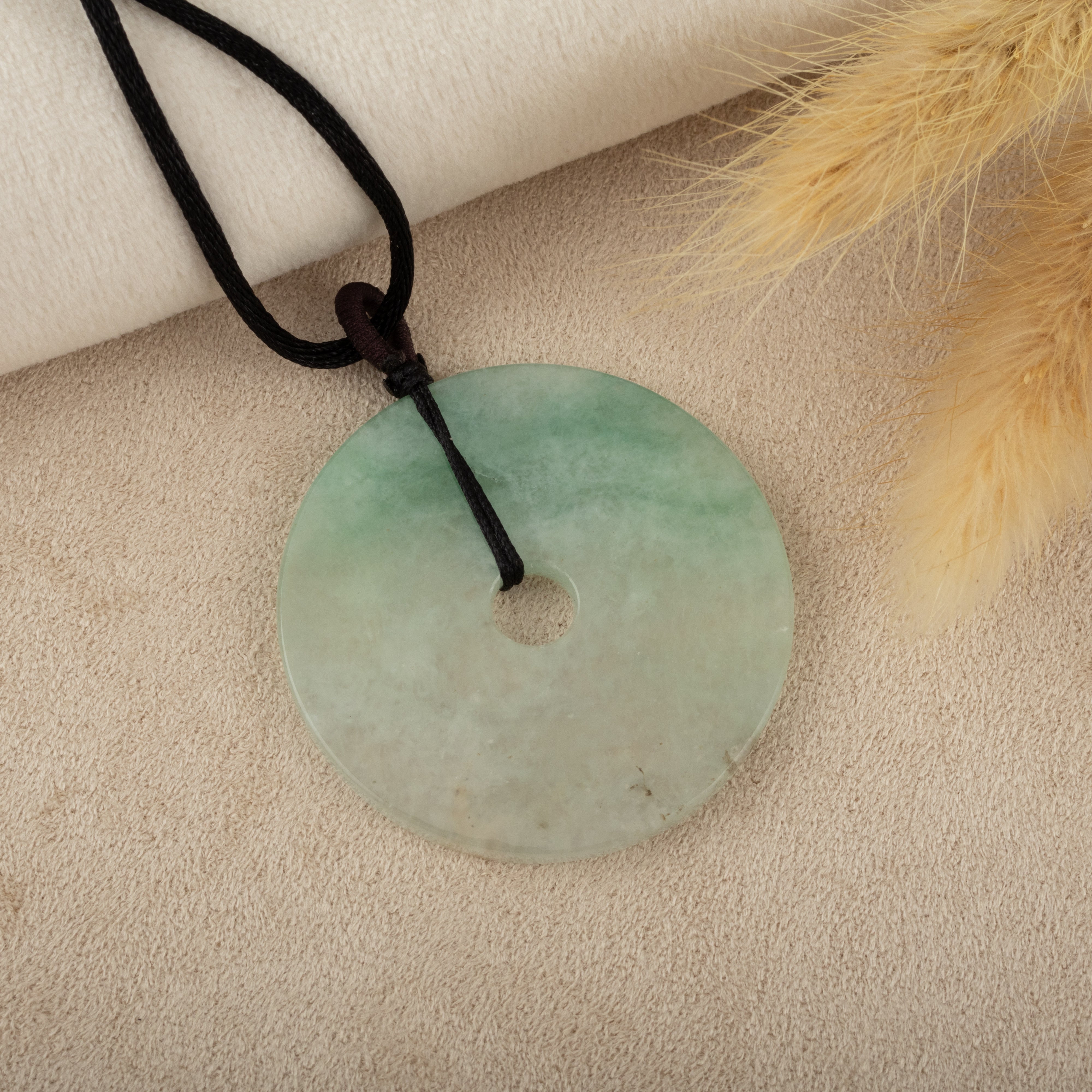 Gransky Ocean Green Round Burmese Jade Pendant Amulet 40mm