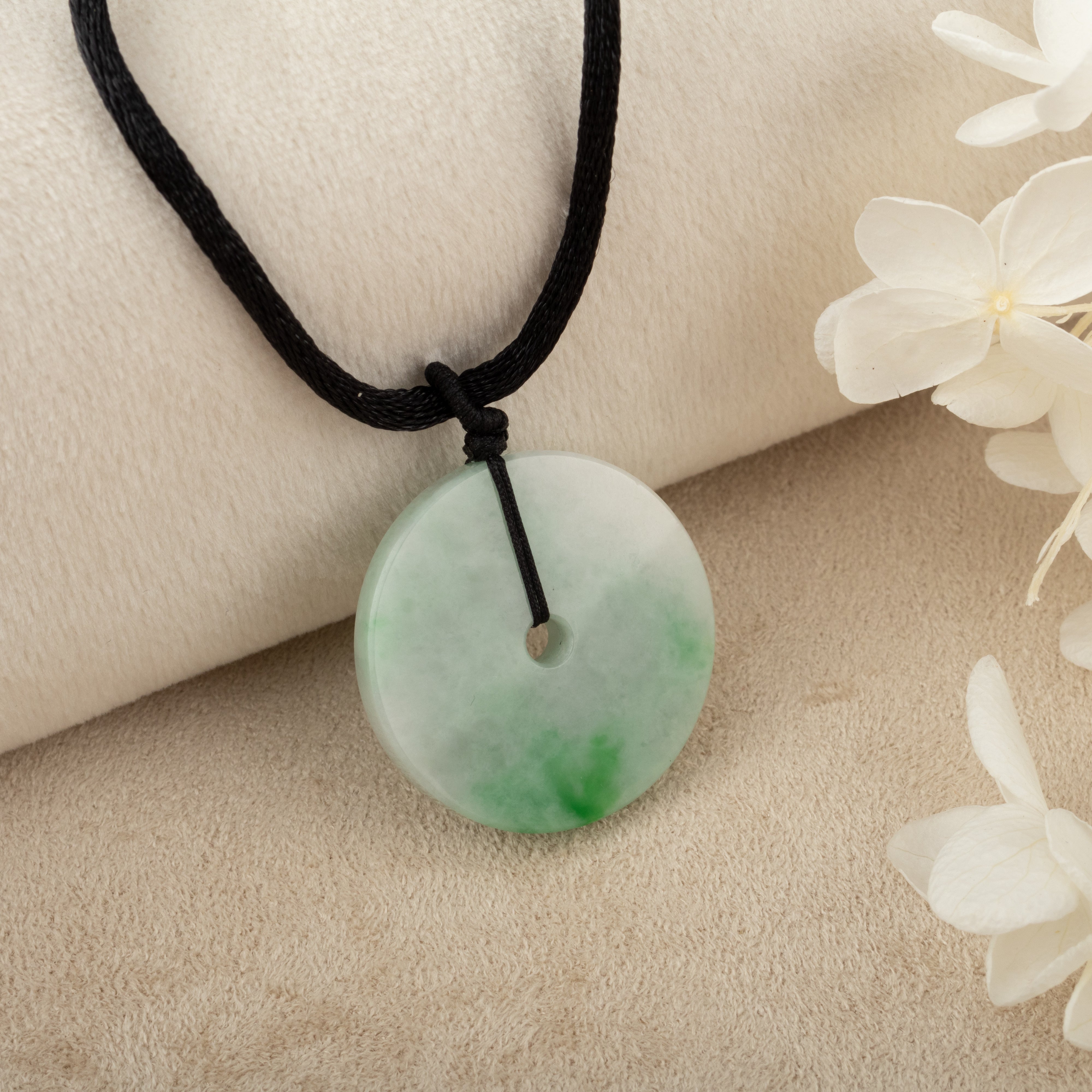 Gransky Men's Peace Jade Disc Pendant Necklace