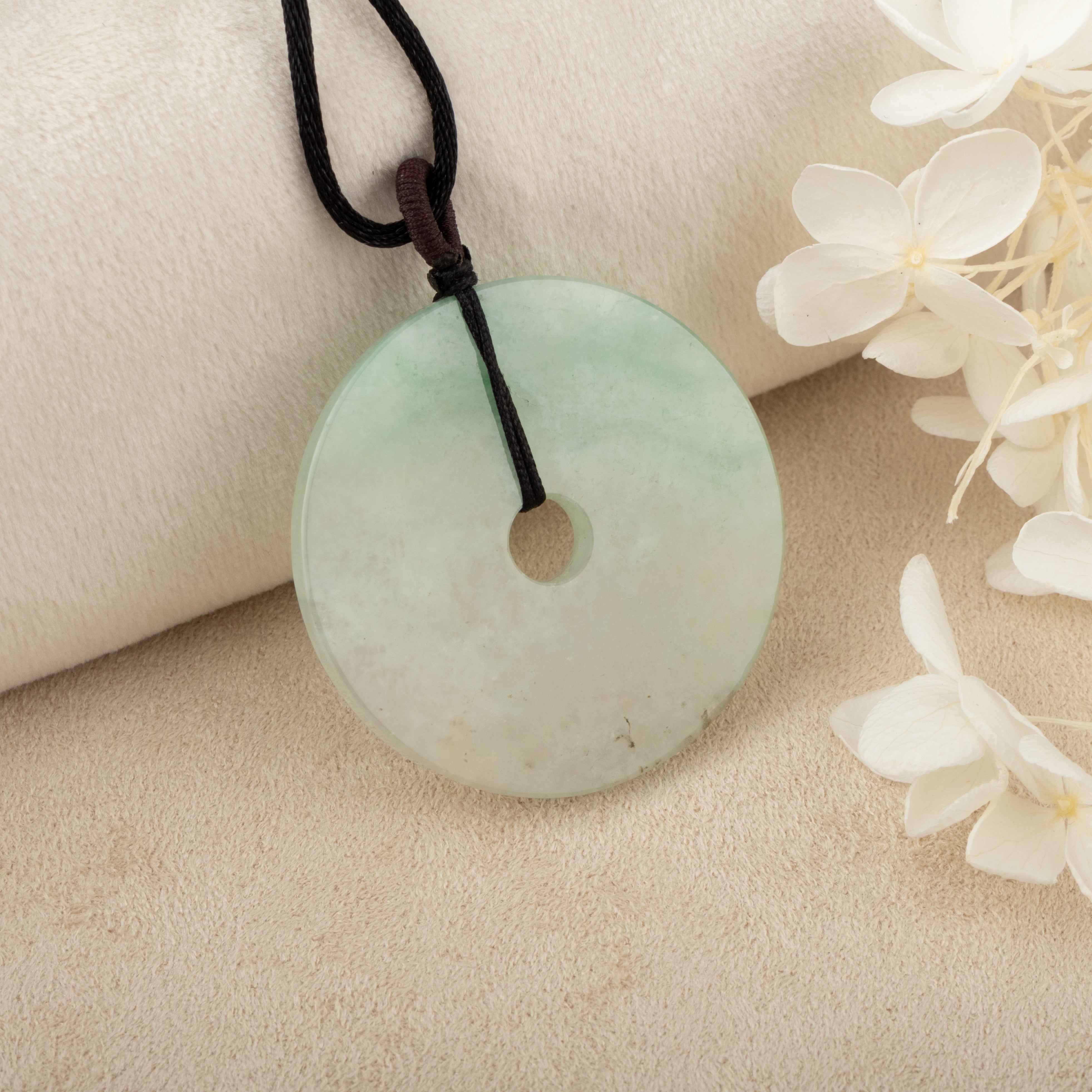 Gransky Ocean Green Round Burmese Jade Pendant Amulet 40mm